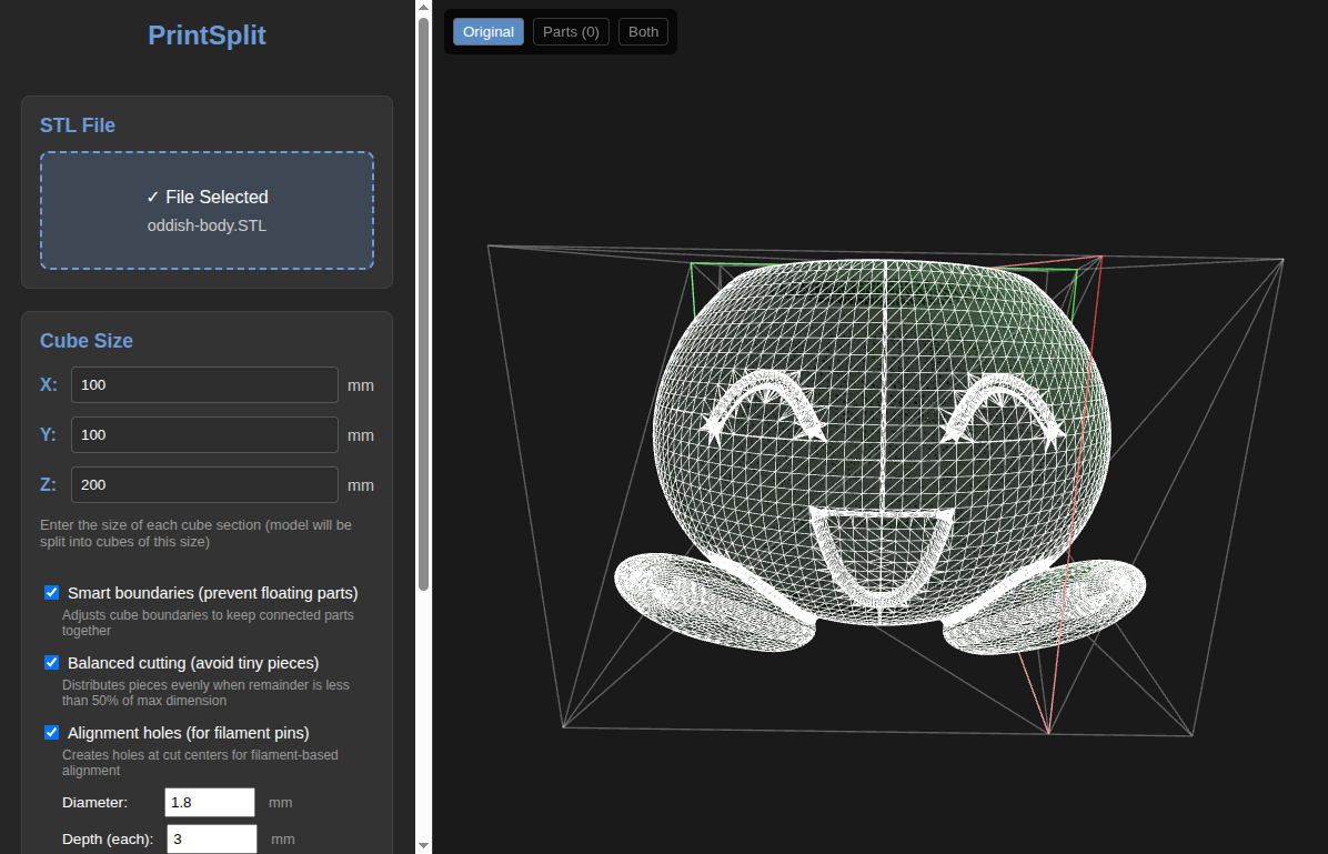 PrintSplit Application Screenshot